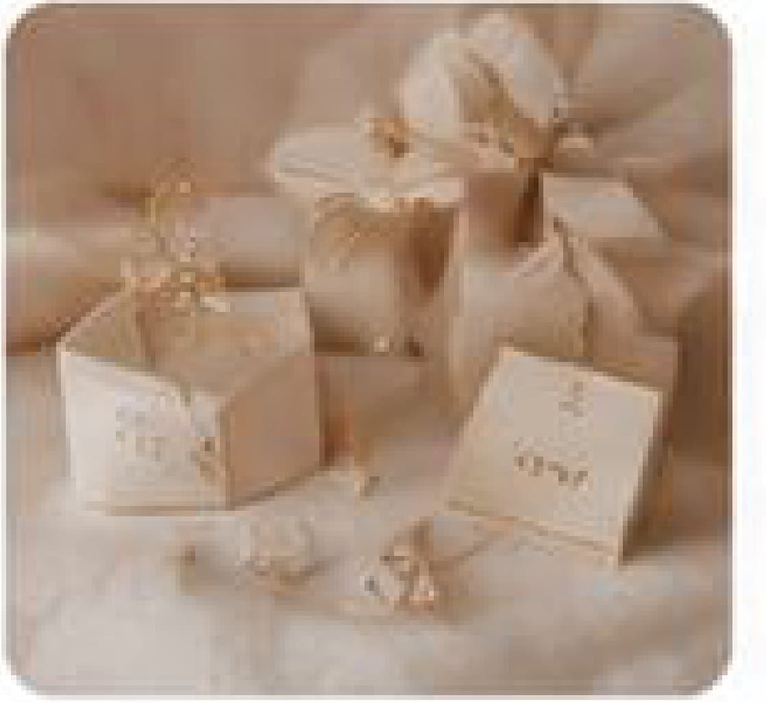 Trimaani gift boxes tied with ribbon