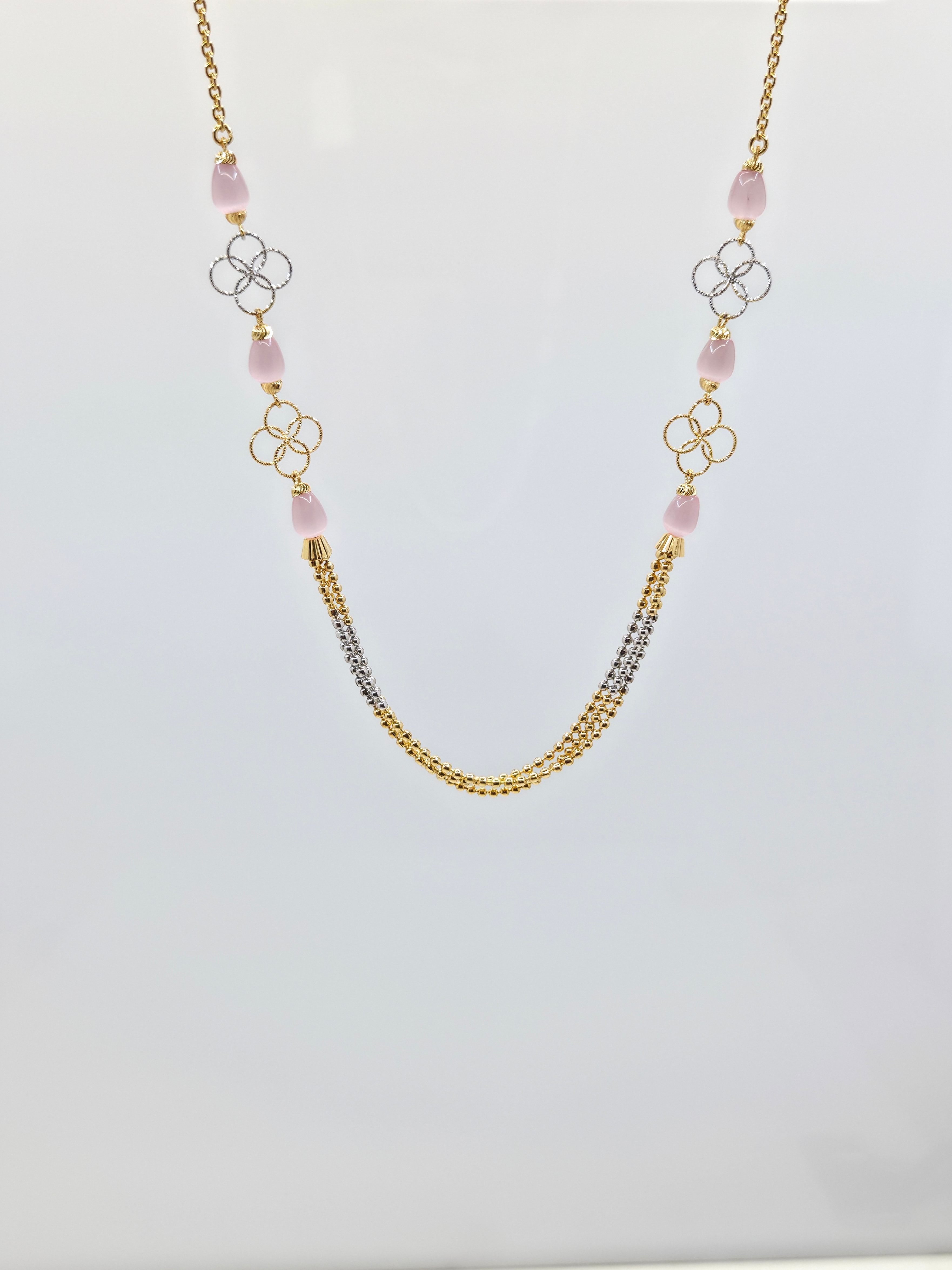 The Chroma Pink Stone 925 Silver Multi-Tone Chain