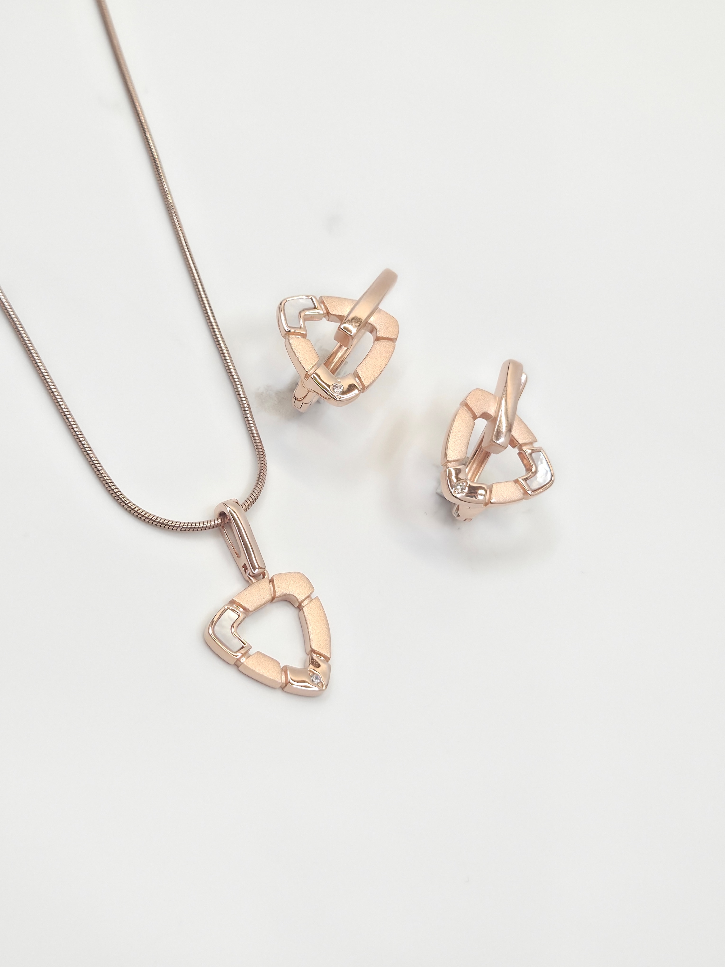 The Nova Rose Gold Stone 925 Silver Pendant Set