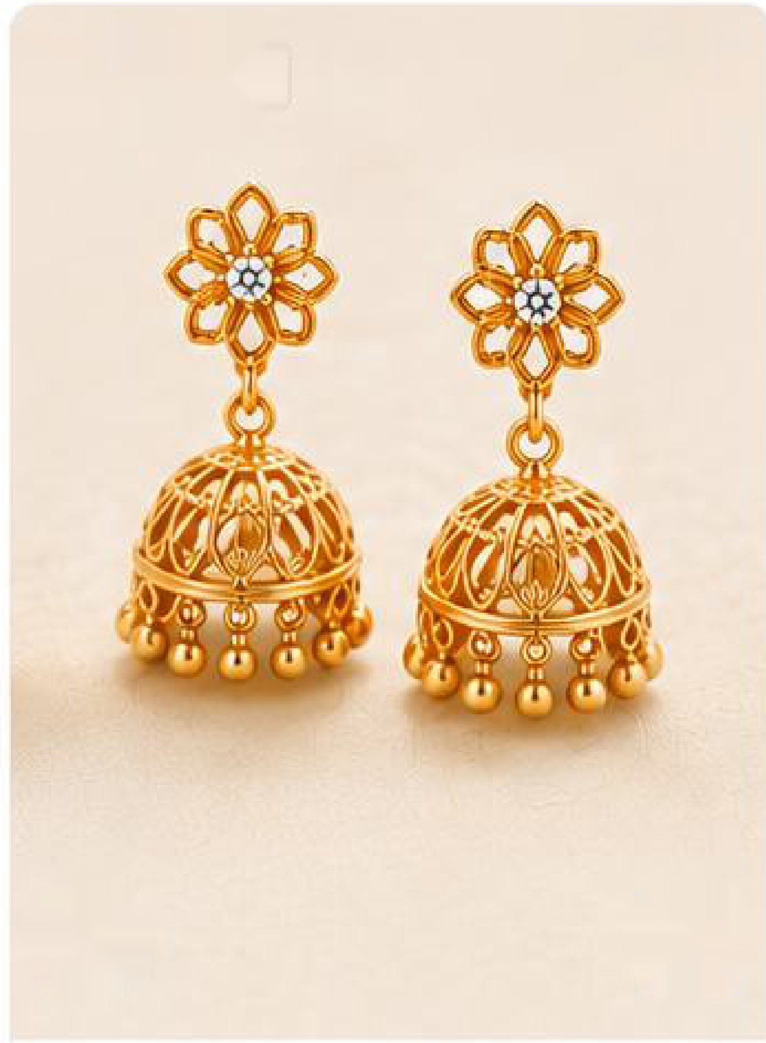 22K Gold Jhumka Earrings