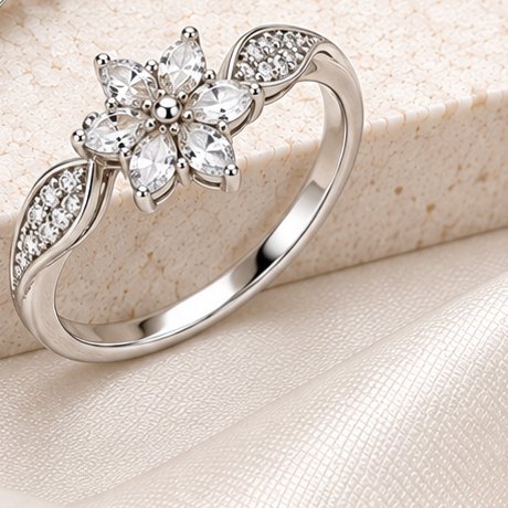 925 Silver Floral Spark Ring