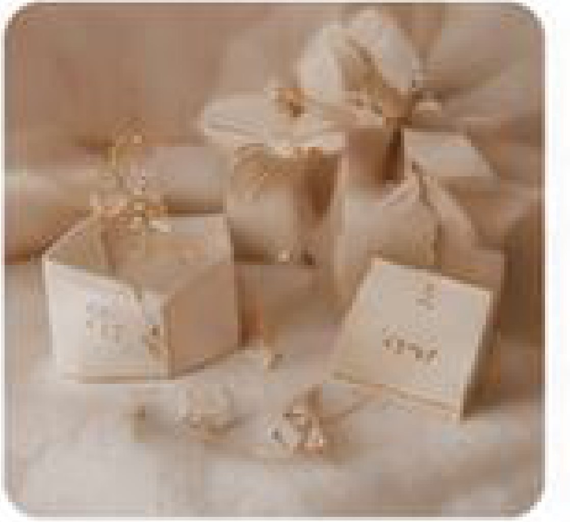 Trimaani gift boxes tied with ribbon